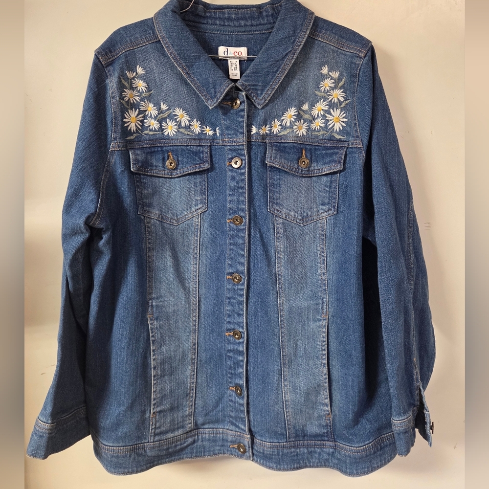 D&CO Denim Jacket with Floral Embroidery